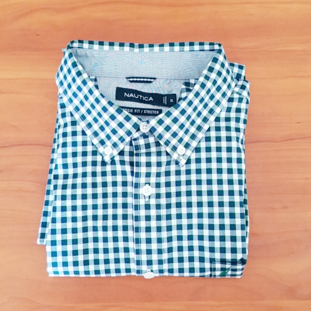 Nautica Classic Blue/Green Plaid Shirt XL